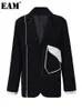 Damespakken blazers eam dames zwart zak bovenaanval big size blazer revers reve lapel los fit jas mode veer herfst 12a5251 230306