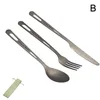 Servis uppsättningar Titanium Flatware Knife Fork Spoon Set Lightweight Ti Camping Utility Cutery with Caring Bag för att resa Picnic Hi G4x5