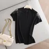 Women's Blouses Fashion Embroidery Splited Lace Gauze Blouse Women Clothing 2023 Spring Casual pullovers Tops Losse woon -werkshirt