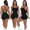 Women Clothing Sports Jumpsuits Solid Rib Strap Back And Hip Lift Yoga Casual Bodysuit Multicolor Spring And Summer