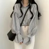 女性のブラウスストライプスプリングブラウスの女性は襟を倒す長袖ビンテージカジュアルシャツトップスルーズハラジュク韓国デザイナー秋