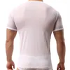 Maglietta intima da uomo sexy T-shirt trasparente in maglia Heren Canotte Fitness Pantaloncini a maniche Top Tee Intimo da notte Camiseta Camicie