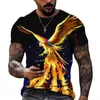 T-shirts pour hommes T-shirts d'été pour hommes 3d Phoenix Print Florid Tops à manches courtes Fashion Hip-hop Tees Bird Oversized Shirt Vintage Man