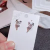 Boucles d'oreilles à tige couleur argent exquise pour les femmes mignon wapiti blanc Zircon pierre cristal incrusté bijoux de noël