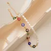 Choker mode pärlhalsband smycken för kvinnor kreativa guld färgpärlor daisy vintage halsband kvinnliga tillbehör