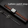 Designer Smart Watch-riemen toegepast voor Apple Watch Lederen Riem kleine taille slanke bamboe streep Apple Iwatch7-1-serie horlogeketen