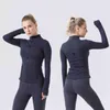 Kadın Yoga Ceket Tanımla Kadınlar Katı Spor Nefes Alabilir Ceket Uzun Kollu Cepler Spor Salonu Gömlek Egzersiz Üstleri Koşu Sport232R