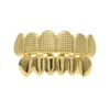 Grillz Dental Grills Hip Hop Mens 상단 하단 치아 Grillz 세트 금 Sier 범프 격자 여성 Hiphop 래퍼 바디 보석 DHFVS