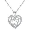 Pendant Necklaces Fashion Heart-shaped Necklace Elegant Women's CZ Clavicle Chain Jewellery Mother's Day Gift To Mom Choker