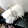 Evening Bags Luxury Real Ostrich Feathers Handbag Evening Bags Women's Pouch Purse Luxury Diamond Women Bags Evening Party Clutch Bag 230307