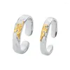 Clusterringe 925 Sterling Silber -Paar Ring für Männer und Frauen Einfacher Öffnen verstellbarer geometrischer Valentinstag Schmuck