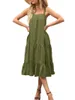 Casual Dresses Rteyno Women Midi Tank Dress Summer Sleeveless Solid Color Loose Ruffle Tiered Beach With Pockets