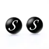 Alloy Cufflinks Silver Black Color Cuff Buttons Men's A-Z Letters Male Gentleman Shirt Cuff Links Accessories Jewelry Gifts