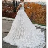 Full A Line Wedding Dresses With Sheer Scoop Neck Cap Sleeves Lace Appliqued Bridal Gowns 2023 Boho Garden Sweep Train Vestidos 328 328