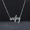 체인 스테인레스 스틸 텍스트 스크립트 여성을위한 Wifey 목걸이 Collier Femme 내 아내 매력 골드 펜던트 친구 패션 Jewerly