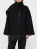 Kadın Ceketleri Kadın Yün Karışımlı Ceket İşlemeli Fringed Eşarp Yaka 2023 Sonbahar Kış Bayanlar Uzun Kollu Tek Kısacası Gevşek Kısa