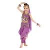 Scenkläder 8 färger Belly Dance Costumes Kids Style Child Dancing Girls Bollywood Performance tygklänning 7 st/set