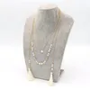 Pendant Necklaces 2023 Crystal Jewelry White Natural Stone Beige Beads Multilayer Necklace Double Tassel