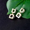 Stud Earrings BALANBIU Square Shape Transparent Glass Sparking For Women Christmas Gifts Gold Color Fashion Jewelry Wholesale