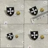 Pins broszki 10pcs Mason Enamel Baine White Cross Black Shield Christian Army Crusader Knights Templar Masonic Lape