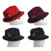 wide brim hats fedoras for man women秋冬ユニセックスピュアカラーフェザージャズハットチャポーポールレフェム