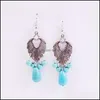 Dangle Lustre Européen Et Américain Rétro Motif Croix Boucles D'oreilles Long Paragraphe Géométrique Rond Bleu Turquoise Mode Persona Dhz6F