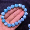 Strang Echtes natürliches blaues Larimar-Armband Damen Herren Stretch-Kristall Runde Perlen Stein 10,5 mm Zertifikat