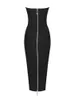 Robes décontractées Designer Femmes Soirée Robe De Soirée Noir Sans Bretelles Moulante Midi Veau Bandage Élastique Celebrity Club Nightwears