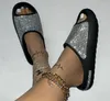 Slippers 2023 Luxe schoenen voor dames met diamanten gezicht dunne flits dikke bodem sandalen buitenstrand