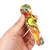 4.48 inches Silicone Pipe painted design Smoking Pipes With Oil Herb Hidden Bowl Tobacco Pyrex Colorful Bong Spoon MOQ 50 Pieces