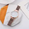 Armbanduhren Minimalistische Edelstahl Damenuhren Mode Magnetschnalle Damen Roségold Digitalwaage Damen Quarzuhr