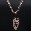 Pendant Necklaces Women Mens 585 Rose Gold Color Mother Baby With Crystal Heart Jewelry NecklacePendant