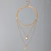 Chains Bohemian Gold Color Lock Pendant Neckalce For Women Charms Letter M Multilayer Sweater Chain Jewelry Collar 16415