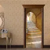 壁のステッカー中世の石造りdiyドアステッカーホーム装飾リビングルーム子供ベッドルームアート壁画自己接着PVCペーパー230307