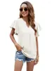 Bluzki damskie Summer Solid for Women 2023 Fashion V Neck krótki rękaw