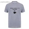 メンズTシャツ面白い挿入コーヒーを続けるシャツの男性半袖コットンマンTシャツトップTシャツoz-149