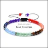 Brins de perles 10Pc / Set 7 Chakra Pierre Bracelet d'amitié perlé à la main à facettes en verre naturel Perles Corde Drop Delivery Jewelry Br Dhwqs