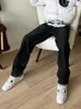 Męskie dżinsy Goth Drukuj Men Dżinsy Harajuku Vintage Street Hip Hop Black Clothing Luźne proste bawełniane szerokie nogę S 230306