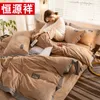 침구 세트 현대 따뜻한 이중 두꺼운 새틴 침대 덮개 세트 플란넬 벨벳 Juego de Cama 가정 상품 DH50FZP