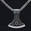 Pendant Necklaces Viking Mammen Odin Symbol Rune Horror Peru Necklace Colo Axe Metal Chain Nordic Talisman Clear Details