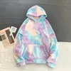 Men's Hoodies 2023Men Women Sweatshirt Colorful Tie Dye Printed Long Sleeve Hooded Women's Tops Korean Loose Cotton Pullover Plus Size