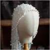 Pérolas de véus de noiva elegantes pérolas tle Er Face Short Women Headwearwar Busher Acessórios de cabelo de luxo jóias para suprimentos para festas de casamento Drop Dhkgh