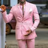 Męskie garnitury Blazers Pink Slim Fit Men z podwójną 2 -częściową 2 -częściową niestandardową Tuxedo szczyt Lapel African Man Costume Black