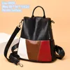 Factory ladies shoulder bag 2 colors college style leather backpack simple atmosphere contrast stitching fashion handbag small fresh color matching backpacks 06#