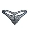 Mutande Traspirante Mini Bikini Perizoma Sexy Mens Grid Intimo Lingerie Maschile Cueca Fetish Gay Slip trasparenti Tanga Mutandine sospensorio