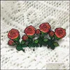 Stift broscher 10st 27mm hög födelsedagspresent anpassad mjuk emaljlak stift röda ros badge blommor brosch krage stift för damer wo dhiqv