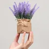 Flores decorativas 4 cores de lavanda de plástico artificial Bonsai suculenta simulação