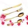 Servis uppsättningar 4 stycken rostfritt stål bordsartiklar kök gafflar skedar set gyllene silvervaror bärbara