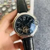 Relógios de pulso de marca completa masculinos estilos automáticos mecânicos de luxo com pulseira de couro CA 82