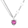 Pendentif Colliers Coeur Brillant Zircon Cubique CZ Diamant Forme Amour Collier En Argent Pour Petite Amie Cadeau D'anniversaire Saint Valentin